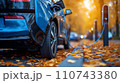 充電スタンドで充電中の電気自動車：AI作品 110743380