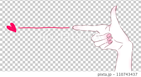 手　ピストル　ハート　ピンクのネイル　血色 110743437