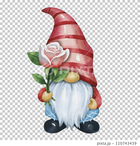 Cute Gnome holding a rose Cute Gnome holding a rose 110743439