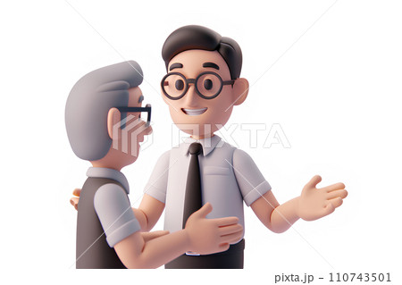 男性二人の挨拶風景 110743501