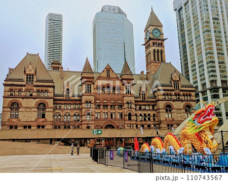Toronto's Old City Hall along with Sculpture of Chinese Dragon 110743567