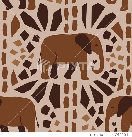 Vector seamless pattern in ethnic style with elephants 110744551