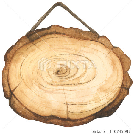 Wooden signboard. Watercolor style. 110745097