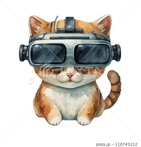 Cute Animal wearing VR Glasses 110745212