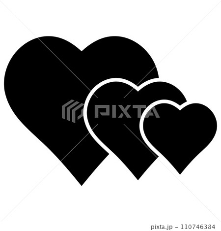 Three hearts icon, triple love, love triangle threesome heart 110746384