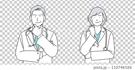 附聽診器的高級醫師人物插畫 110746589