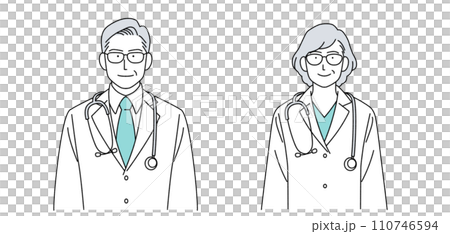 附聽診器的高級醫師人物插畫 附聽診器的高級醫師人物插畫 110746594