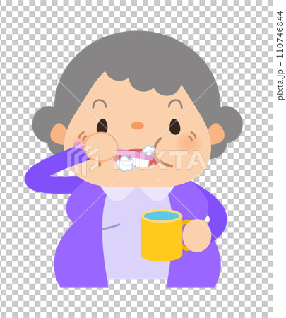 Grandma - tooth brushing 110746844