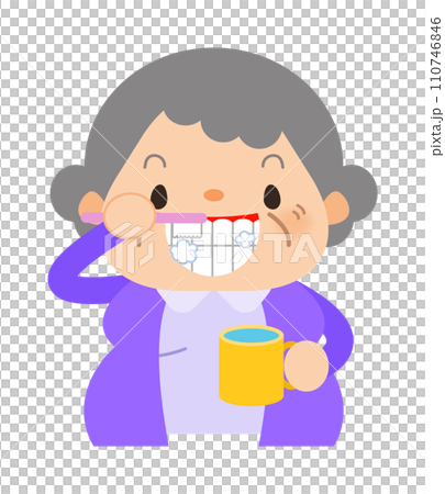 Grandma - tooth brushing 110746846