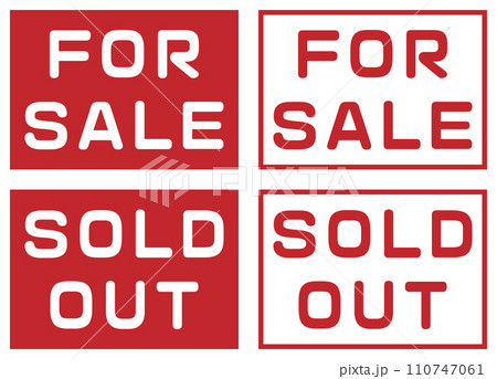 「FOR SALE」と「SOLD OUT」のラベルセット 赤 「FOR SALE」と「SOLD OUT」のラベルセット 赤 110747061