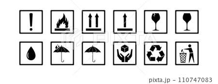 Set of symbols for packaging. 110747083