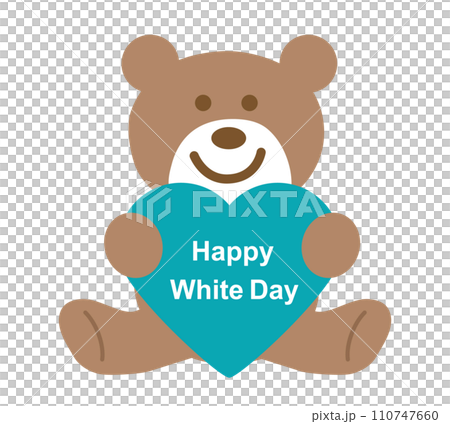 Illustration of a bear holding a heart for White Day Illustration of a bear holding a heart for White Day 110747660