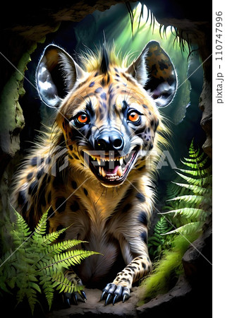 a Carnivore feline predator looking at camera, wildlife nature portrait. 110747996