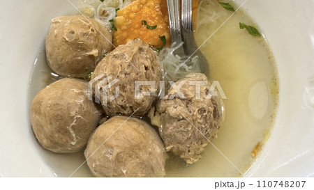 super delicious, tender and juicy and spicy bites of beef tendon meatballs in a bowl super delicious, tender and juicy and spicy bites of beef tendon meatballs in a bowl 110748207