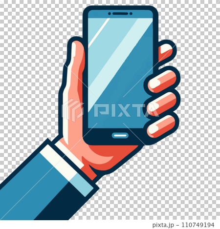 Illustration of a hand with a smartphone 110749194
