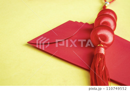 Chinese New Year red packet with customizable space for text or wishes. Chinese New Year celebration 110749552