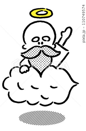 頭に輪っかを乗せた髭を生やしたかわいい神様 110749574