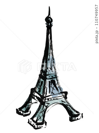 エッフェル塔の手描きイラスト 110749957
