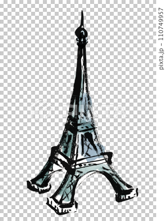 エッフェル塔の手描きイラスト 110749957