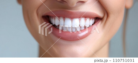 woman smiling with a white smile in the background woman smiling with a white smile in the background 110751031