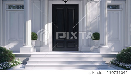 a black door with white steps 110751043