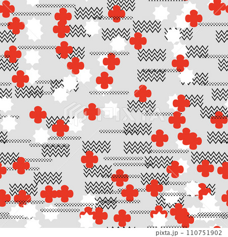 Memphis style seamless pattern. Abstract vivid vector graphics in retro vintage style for apparel, Flyer.  110751902