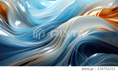AI-generated content. Luxury abstract dynamic smooth waves in shades of blue. Trendy blue and white abstract background and wallpaper. Can be used for many themes. Movement composition for yours cover 110752211