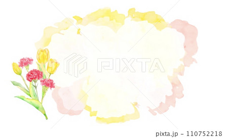 水彩で描いたカーネーションとチューリップの花束のフレーム 110752218