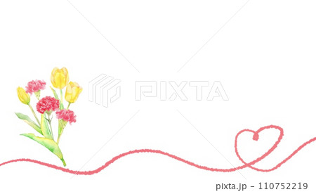 水彩で描いたカーネーションとチューリップの花束のフレーム 水彩で描いたカーネーションとチューリップの花束のフレーム 110752219