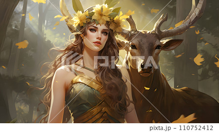 ギリシャ神話のアルテミスのイメージキャラ 110752412