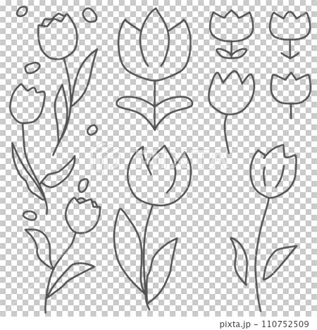 簡單變形鬱金香線描集 簡單變形鬱金香線描集 110752509