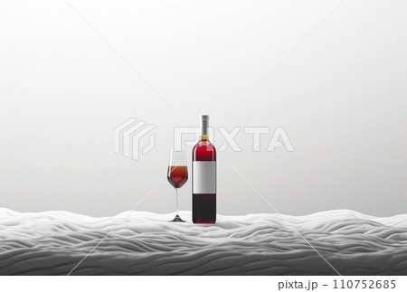 a bottle of wine and glass standing on a white surface a bottle of wine and glass standing on a white surface 110752685