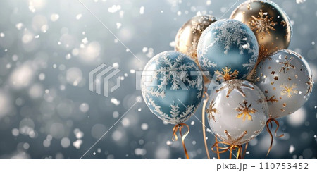 balloons with snowflakes on a silver background balloons with snowflakes on a silver background 110753452