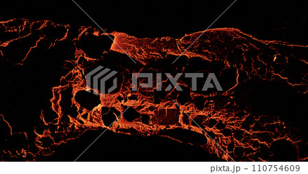 Aerial view of the texture of a solidifying lava field, close-up 110754609