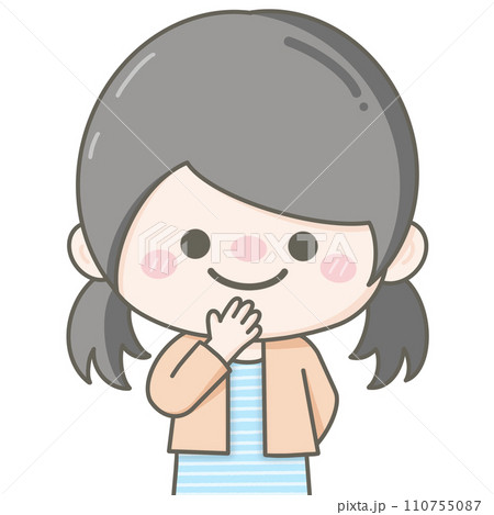 cute little pastel girl hand over the mouth 110755087