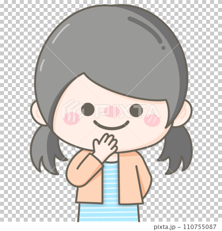 cute little pastel girl hand over the mouth 110755087