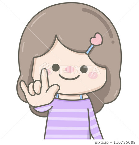 cute little pastel girl showing finger signs I love you 110755088