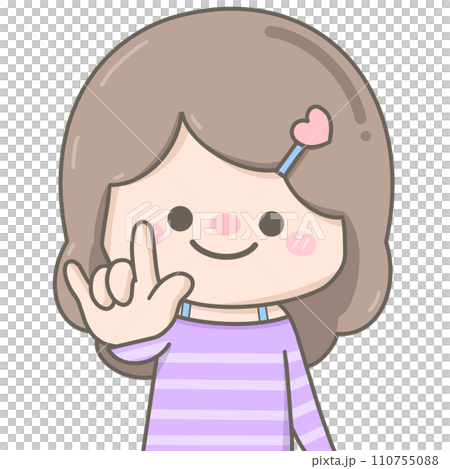 cute little pastel girl showing finger signs I love you 110755088