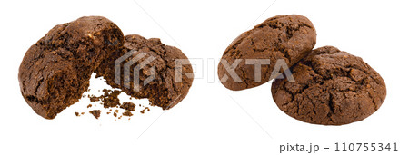 chocolate cookies isolated on white background with full depth of field chocolate cookies isolated on white background with full depth of field 110755341