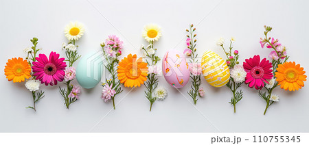 AI-generated content. Easter Floral Array with Decorative Eggs 110755345