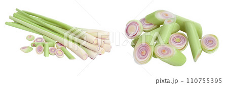 Fresh Lemongrass isolated on white background with full depth of field Fresh Lemongrass isolated on white background with full depth of field 110755395