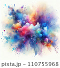 水彩画風、カラフルなテクスチャ背景 110755968
