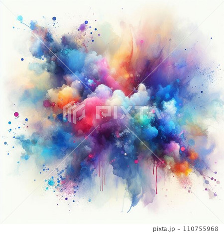 水彩画風、カラフルなテクスチャ背景 110755968