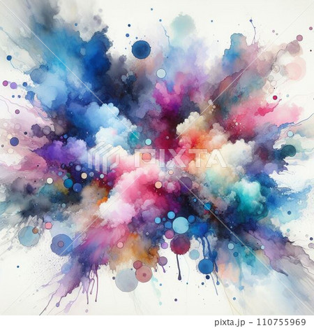 水彩画風、カラフルなテクスチャ背景 110755969
