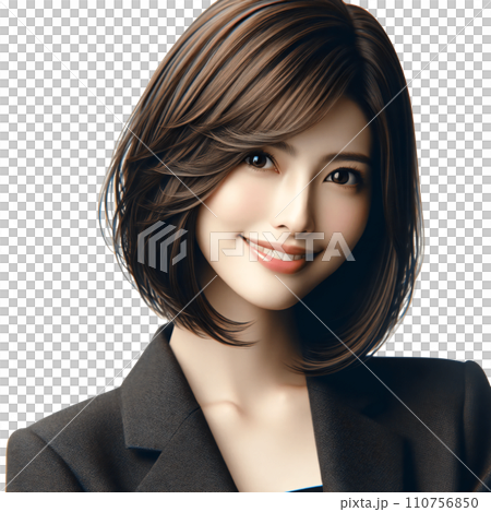 笑顔が可愛い女性モデルの白バック撮影 110756850