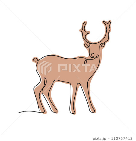 Deer one line colourful vector illustration 110757412