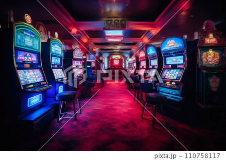 Vibrant Casino Atmosphere: Slot Machines in Motion Vibrant Casino Atmosphere: Slot Machines in Motion 110758117
