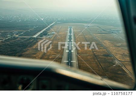 Skyline Approach: Airport Runway Below 110758177