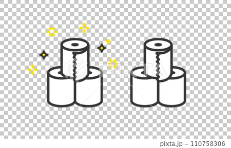 Image illustration of new toilet paper, unused disaster prevention goods 110758306