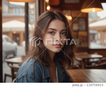 AI-generated content. Mysterious Figure in a Cozy Cafe 110758423